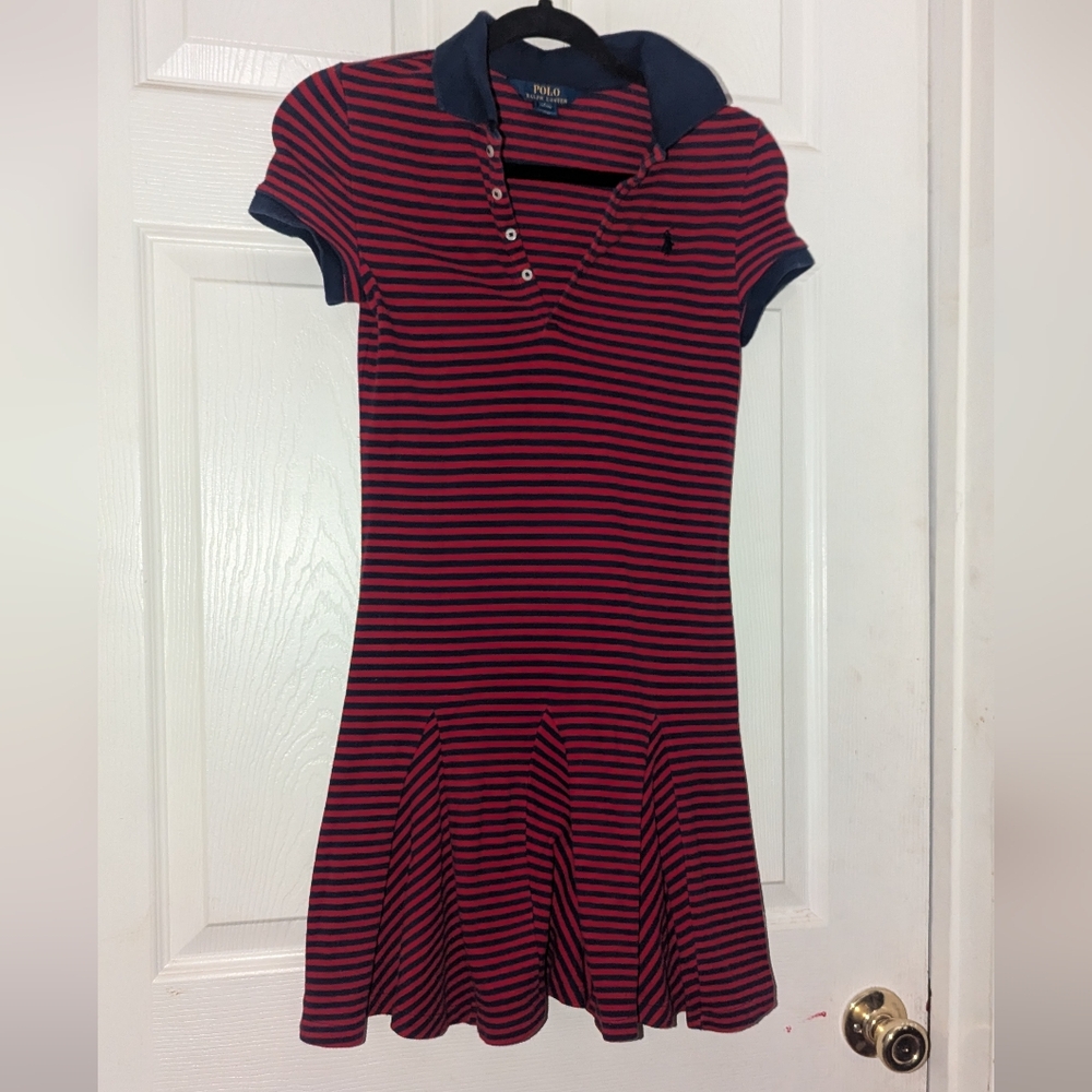Blue striped polo dress